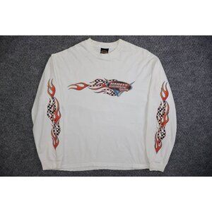 Vintage Harley Davidson Racing Flame Long Sleeve Shirt XL USA Indianapolis 90s